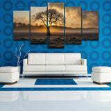 5 Pieces Wall Art Sunrise Tree Landscape Decoration For Living Room