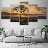 5 Pieces Wall Art Sunrise Tree Landscape Decoration For Living Room