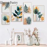 Nordic Color Plant Leaves Wall Art