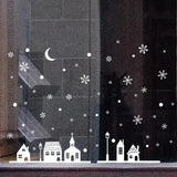 Snowy Night Village Electrostatic  Wall Sticker