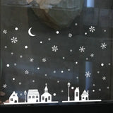 Snowy Night Village Electrostatic  Wall Sticker