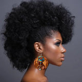 African Headwrap Woman Wood Drop Earrings