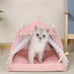 Sweet Princess Cat Bed Foldable Cats Tent
