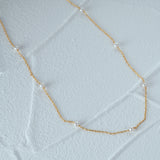 Pearl Sterling Silver Long Chain Necklace For Ladies