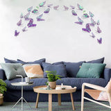 12 pcs 3D Purple Blue Butterflies Wall Stickers
