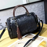 Yogodlns Tassel Decor Leather Handbag,