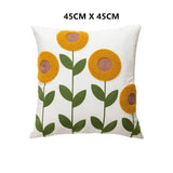 Embroidered Throw Pillow Cover with Flower
