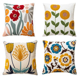 Embroidered Throw Pillow Cover with Flower