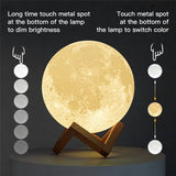 3D Print Moon Lamp Rechargeable 2 LED Night Light
