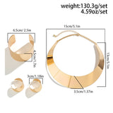 Exaggerated Wide Smooth Surface Metal Necklace/Earrings/Bracelet Set