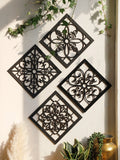 4Pcs Black Wooden Hollow Wall Decor