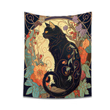 Psychedelic Black Cat Tapestry Wall Hanging