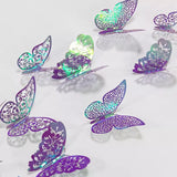 12 pcs 3D Purple Blue Butterflies Wall Stickers